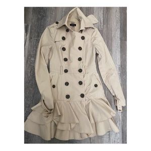 Bebe trench coat with pleated skirt